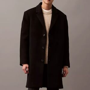 Calvin Klein Wool Cashmere Blend Topcoat Minimalist Luxury Overcoat Men's 46R